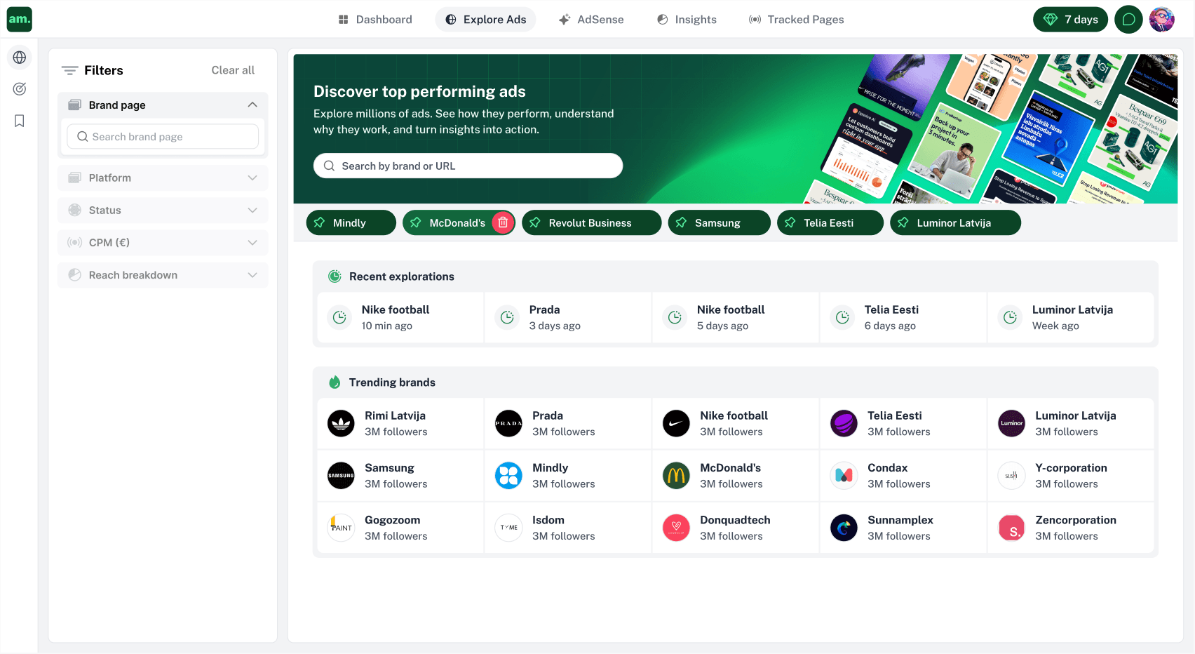 Adsmom platform dashboard interface